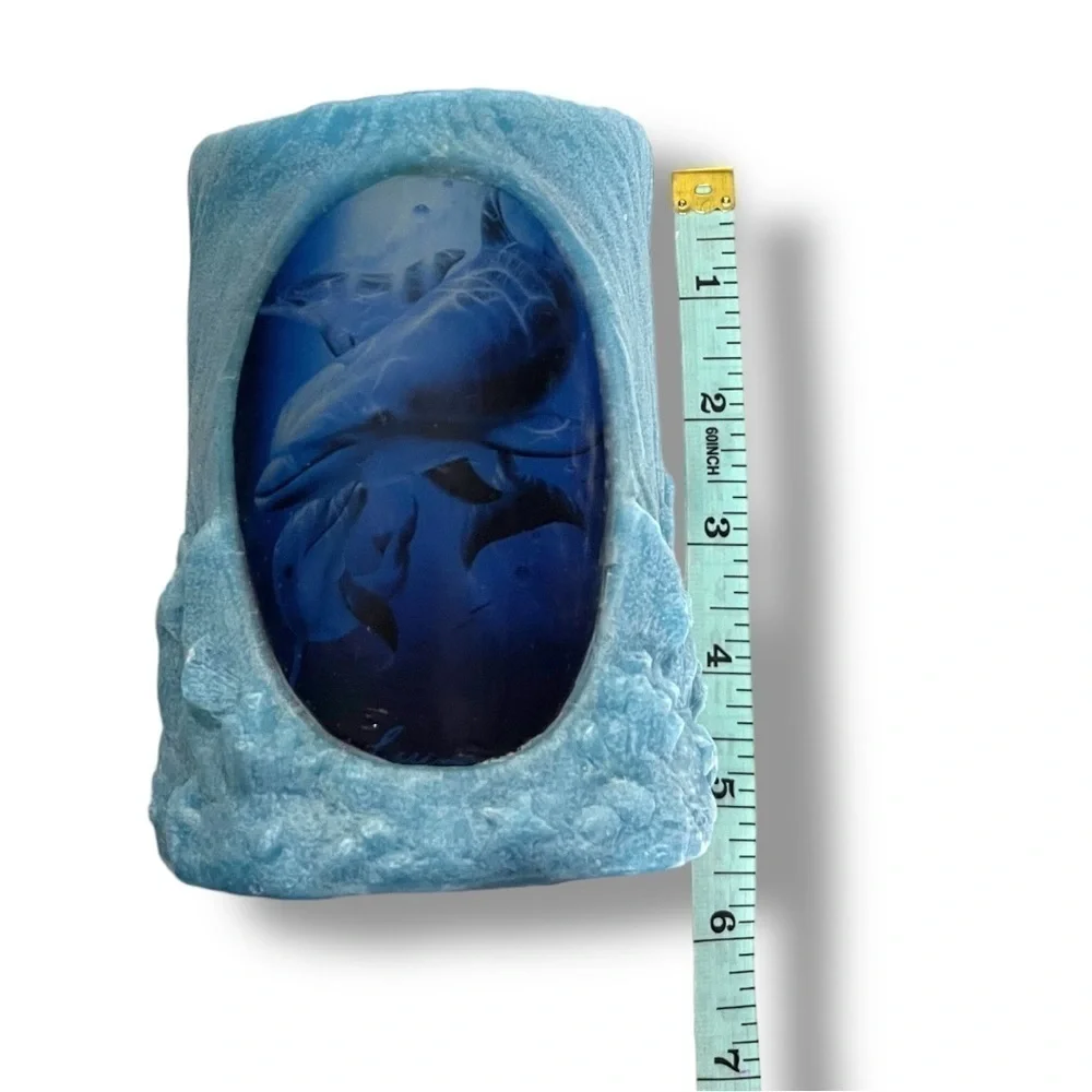 Christian Riese Lassen vintage Glow Dolphins   Candle Turq /Aqua Blue Yr 2000